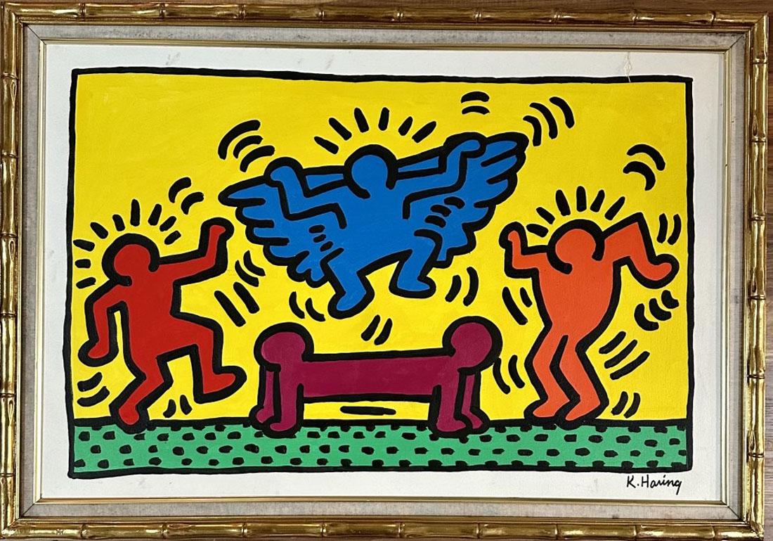 KEITH HARING  POP ART (1958-1990) OIL ON CANVAS (1 of 2)