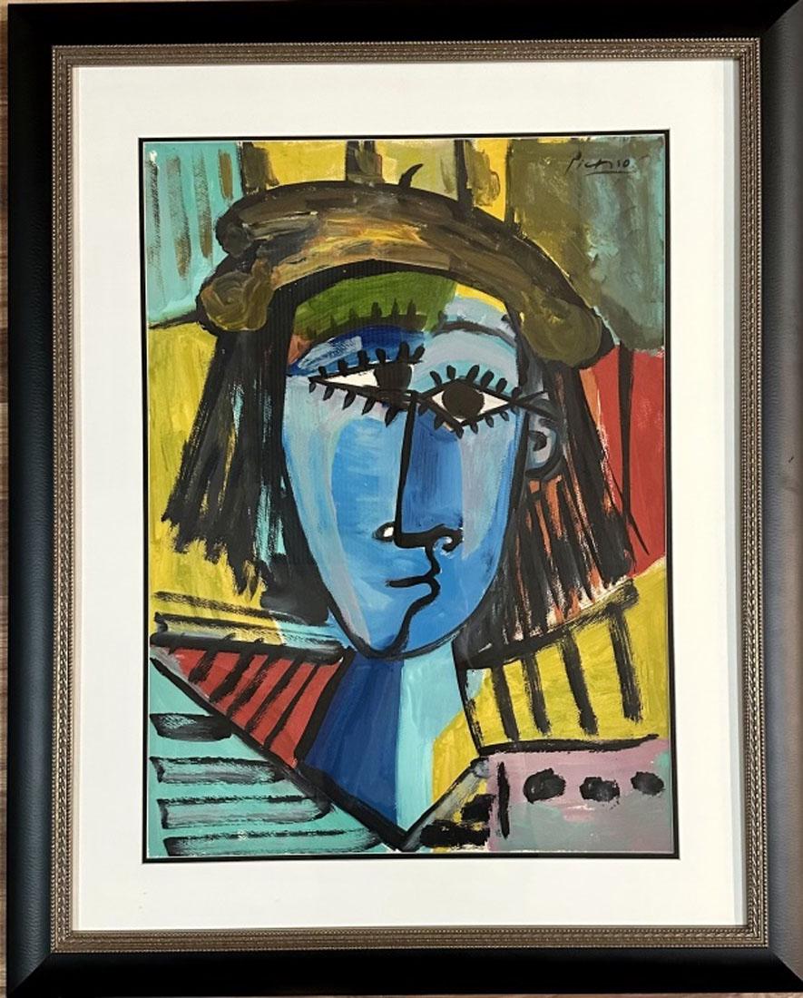 PABLO PICASSO OIL ON PAPER ABSTRACT (1881-1973): Attributed to Pablo Ruiz Picasso, private collection, no coa medium: oil measurements:33"wX 41"h Biography: Pablo Ruiz Picasso was a Spanish painter, sculptor, printmaker, ceramicist and theatre desig