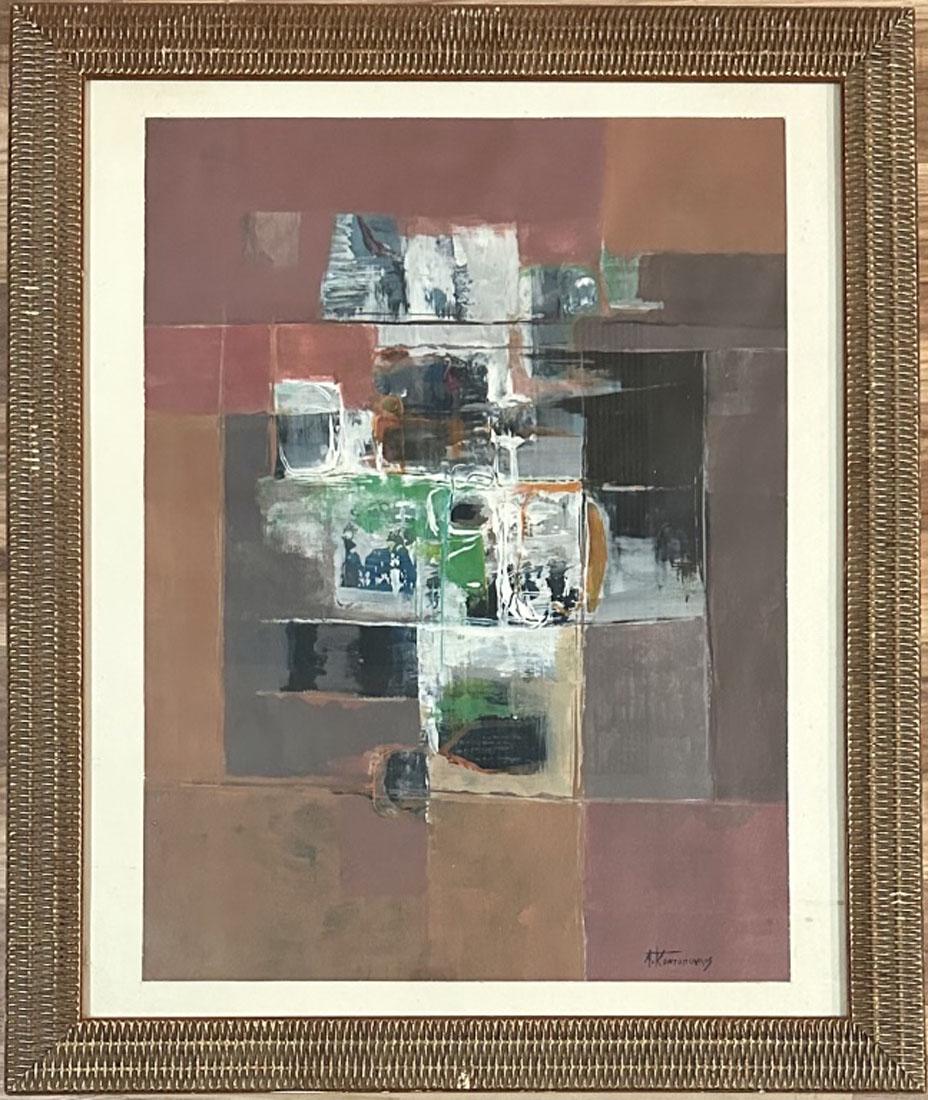 ALEKOS KONTOPOULOS OIL ON PAPER ABSTRACT (1 of 3)