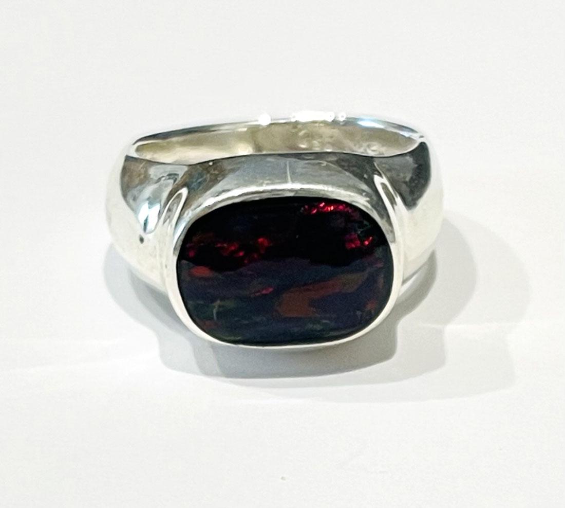 EXCELLENT RED FIRE OPAL 950 MEXICAN STERLING RING (1 of 1)