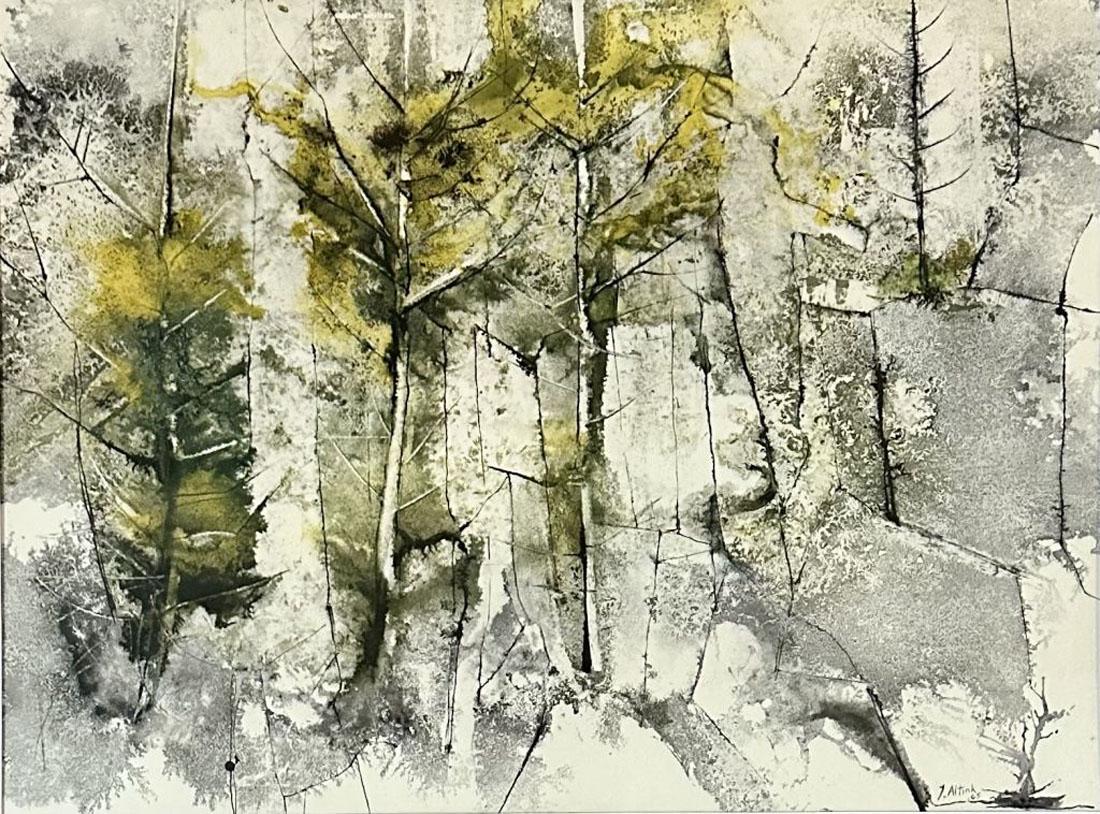 JAN ALTINK EXPRESSIONIST LITHOGRAPH (1885-1971): Attributed to Jan Altink, private collection, no coa medium lithograph measurements:29"hX36"w framed, good condition mat has moisture spots Biography:Jan Altink was a Dutch expressionist painter and c