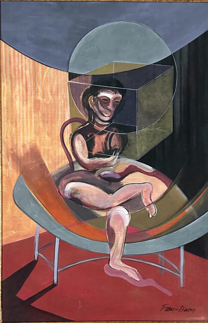 FRANCIS BACON (1909-1992) OIL ON CANVAS: Attributed to Francis Bacon private collection, no coa medium: oil measurements: 29"WX42"H framed, mint condition Biography: Francis Bacon (28 October 1909 â€“ 28 April 1992) was an Irish-born Br