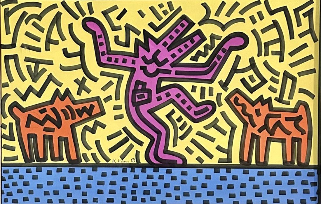 KEITH HARING (1958-1990) ABSTRACT PAINTING (1 of 3)