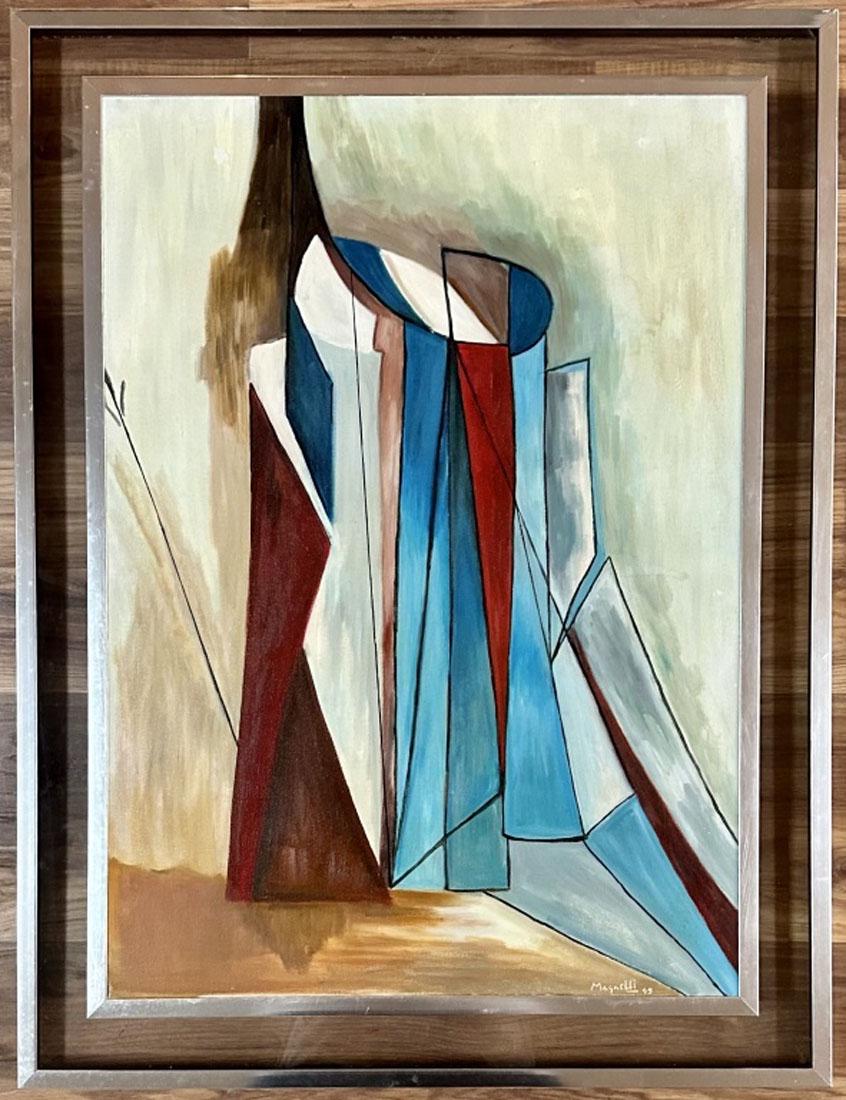 ALBERTO MAGNELLI OIL ON CANVAS (1888-1971): Attributed to Alberto Magnelli, private collection, no coa medium: oil, measurements:26"WX34"H framed, good condition, small chip near top Biography: Alberto Magnelli was an Italian modern painter who