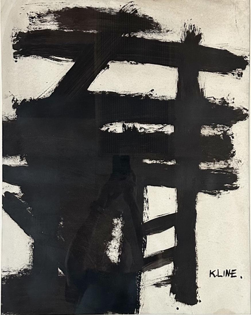 FRANZ KLINE (1910-1962) OIL ON PAPER ABSTRACT (1 of 3)
