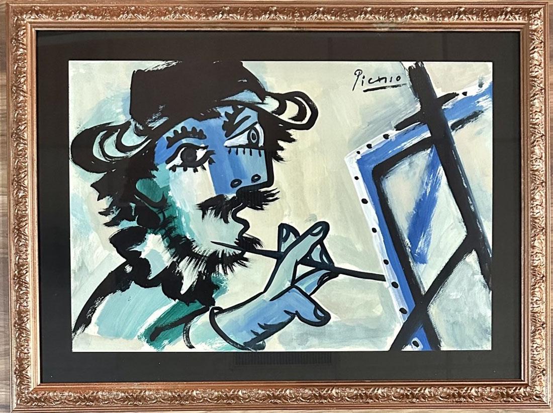 PABLO PICASSO OIL ON PAPER ABSTRACT (1881-1973) (1 of 3)