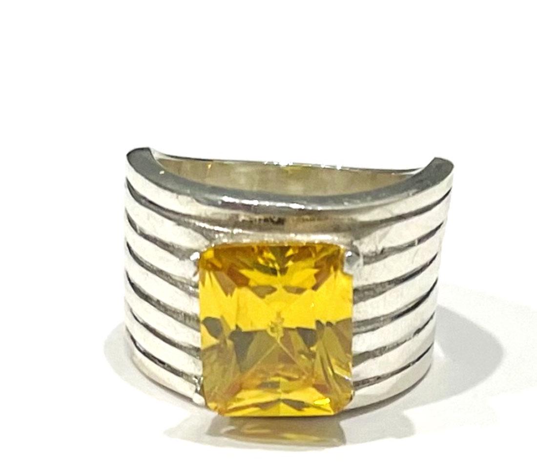 PRINCESS CUT 4CT CITRINE STERLING SILVER RING (1 of 1)