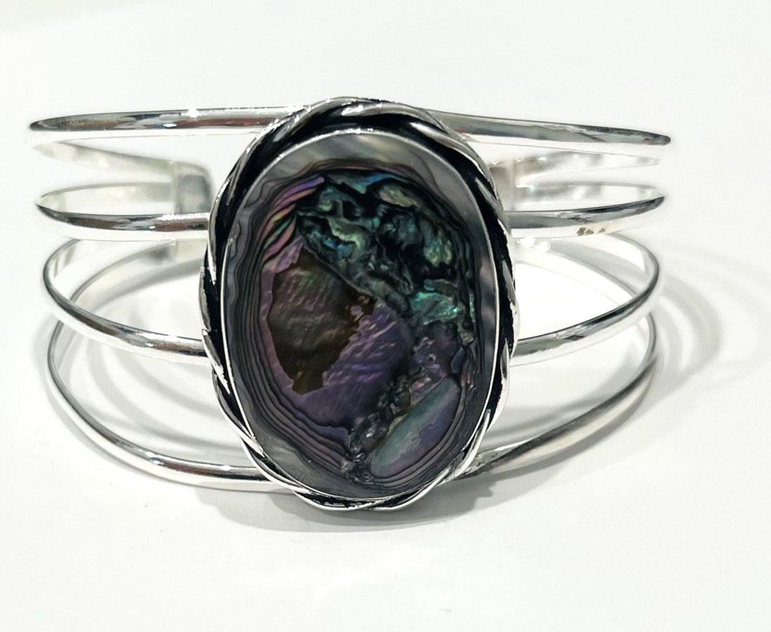 STUNNING ABALONE SHELL STERLING BRACELET (1 of 1)
