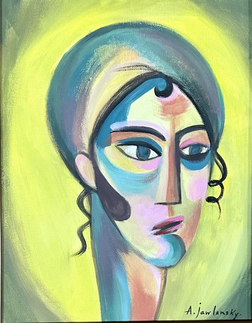 ALEX VON JAWLENSKY (1864-1941) FIGURATIVE OIL: Attributed to Alex Von Jawlensky, no coa, private collection, medium: oil, measurements: 11"wx14"h framed, mint condition, Biography: Alexej Georgewitsch von Jawlensky, surname also spelt as Yavlensky