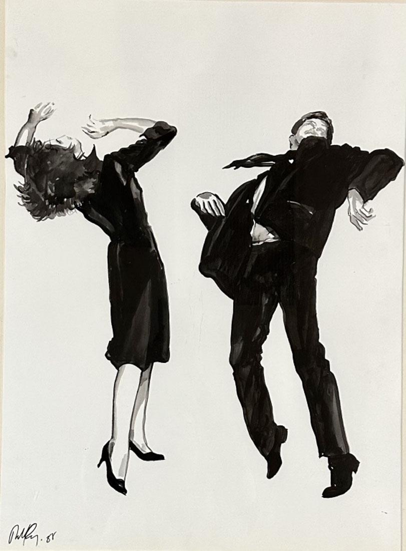ROBERT LONGO INK ON PAPER (AMERICAN 1953): Attributed to Robert Longo, no coa, private collection, medium: measurements: 27"WX39"H framed, mint condition, Biography: Robert Longo is an American artist, filmmaker, photographer and musician. Lon