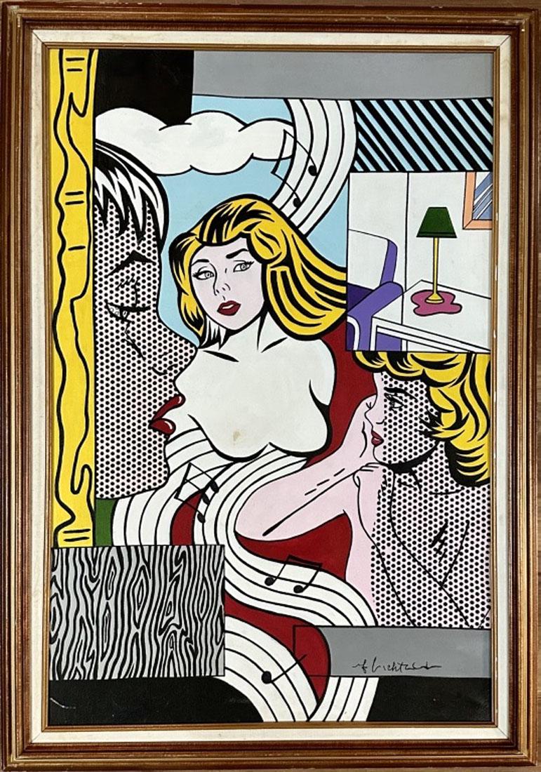 ROY LICHTENSTEIN (1923-1997) OIL ON CANVAS POP ART (1 of 4)