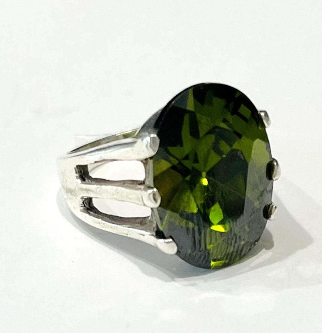 DAZZLING 7CT GREEN QUARTZ MEXICAN STERLING RING (1 of 1)