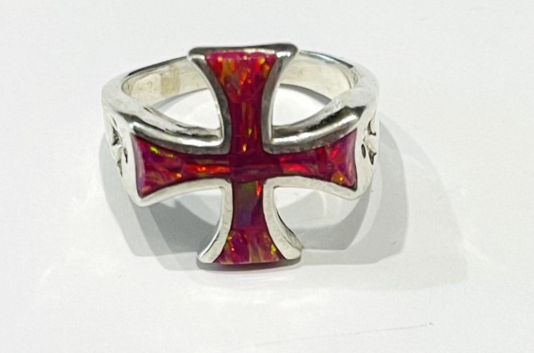 AMAZING PINK FIRE OPAL MEXICAN STERLING RING (1 of 1)