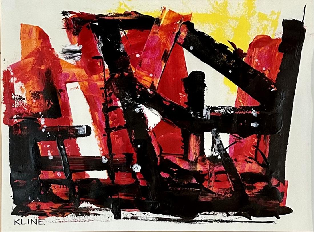 FRANZ KLINE POLYCHROMATIC ABSTRACT OIL PAINTING: Attributed to Franz Kline, private collection, no coa medium: oil measurements: 32"hx39"w framed, mint condition Biography:Franz Kline was an American painter. He is associated with the Abstract Expre