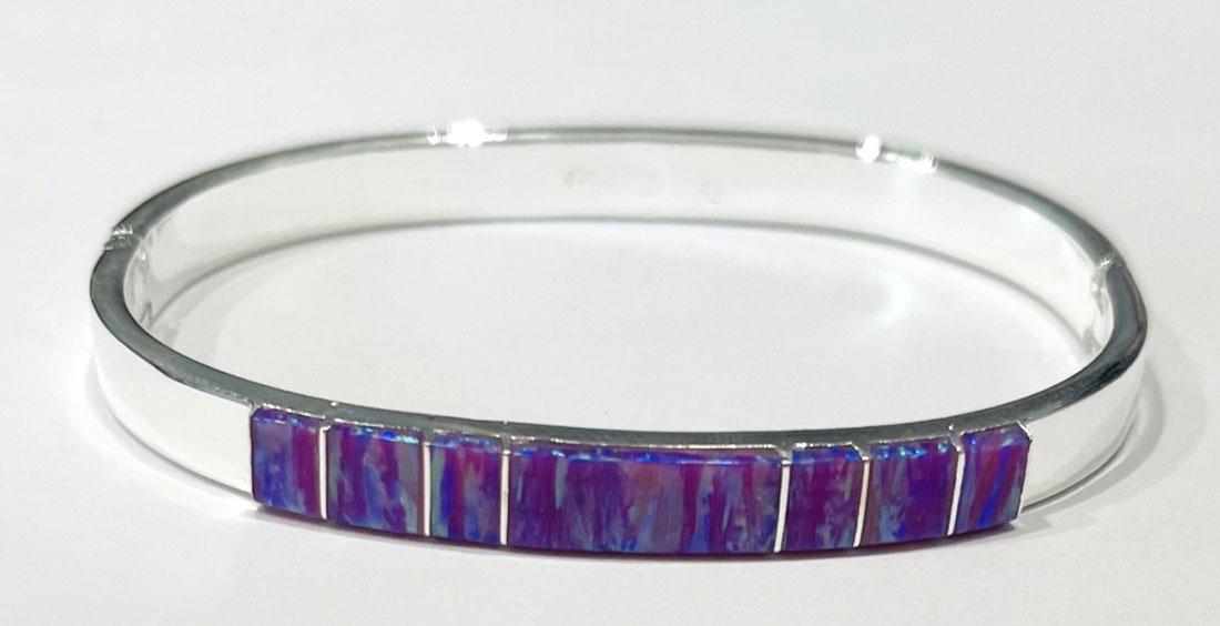 PRETTY PINK FIRE OPAL STERLING SILVER BRACELET (1 of 1)