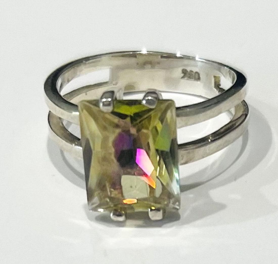 3CT BAGUETTE CUT LEMON QUARTZ STERLING RING (1 of 1)