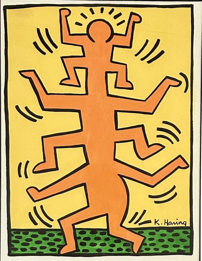 KEITH HARING (1958-1990) ABSTRACT OIL ON PAPER (1 of 3)