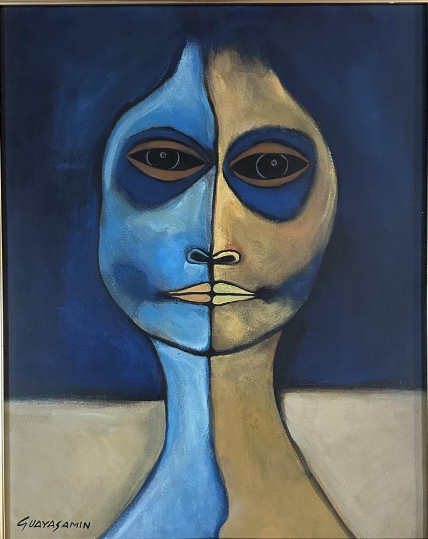 OSWALDO GUAYASAMIN OIL ON BOARD: Attributed to Oswaldo Guayasamin, no coa, private collection, medium: oil, measurements: 19"WX23"H framed, mint condition Biography: Oswaldo GuayasamÃ­n was an Ecuadorian painter and sculptor of Kic