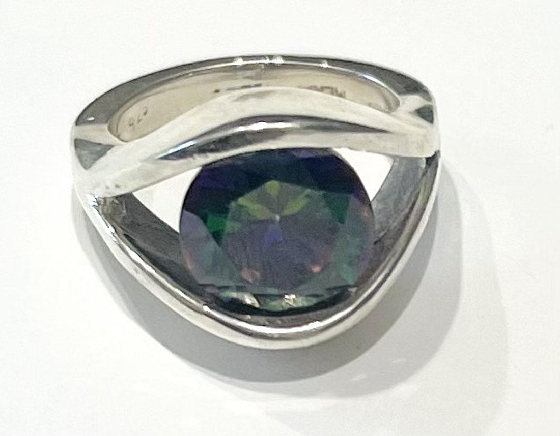 GORGEOUS 4CT ROUND RAISED MYSTIC TOPAZ RING (1 of 1)