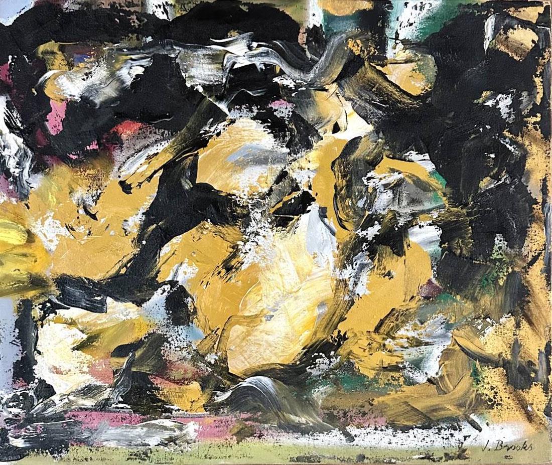 JAMES BROOKS OIL ON CANVAS ABSTRACT (1906-1992): Attributed to James Brooks, no coa, private collection, medium: measurements: 20"H BY 24"W No frame, mint condition, Biography: James David Brooks was an American Abstract Expressionist, muralist, abs