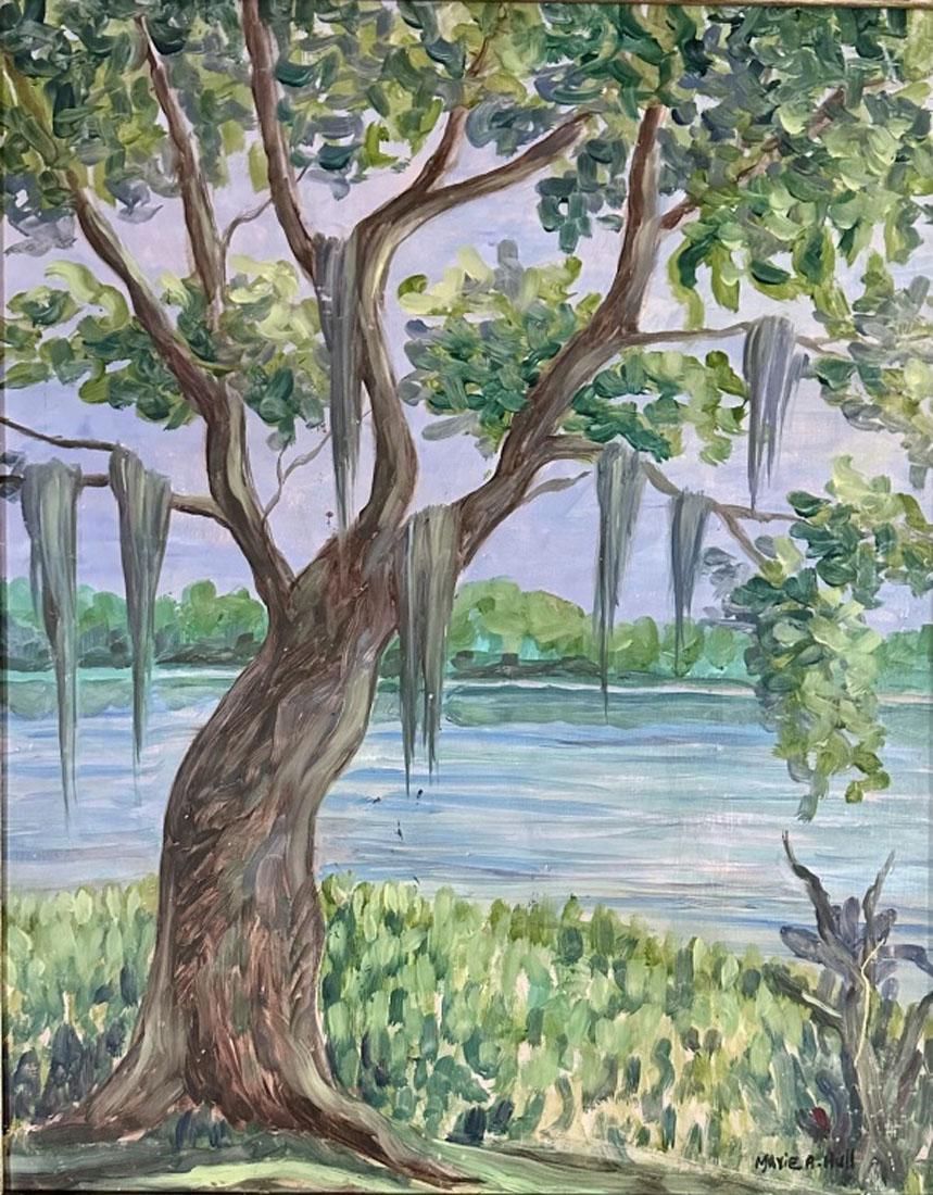 MARIE HULL (AMERICAN 1890-1980) OIL ON BOARD: Attributed to Marie Hull, no coa, private collection, medium: oil measurements: 26"WX31"H framed, ok/good condition, scratches and marks Biography: Marie Hull was an American painter. Her work was exh