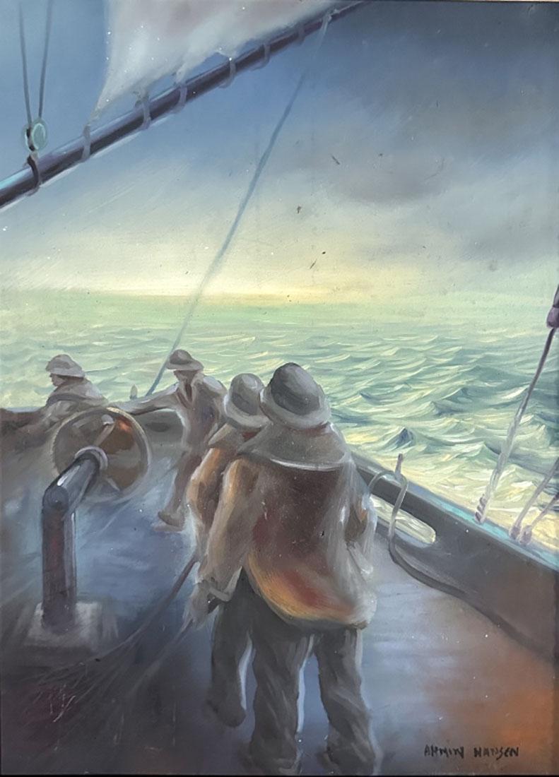 ARMIN CARL HANSEN (1886-1957) OIL ON BOARD: Attributed to Armin Hansen, no coa, private collection, medium:oil measurements: 25"wx33"h good condition Biography: Armin Hansen, a native of San Francisco, was a prominent American painter of the en