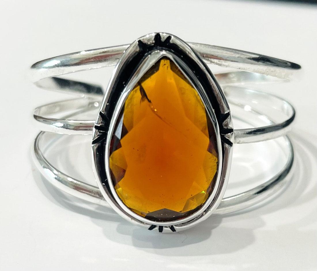 EXQUISITE FACETED CITRINE TEADROP STERLING BRACELET (1 of 1)