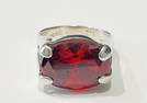 FABULOUS 12CT RED QUARTZ FACETED OVAL SET RING