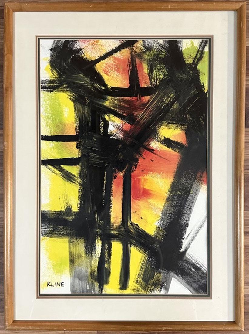 FRANZ KLINE OIL ON PAPER ABSTRACT PAINTING (1 of 3)