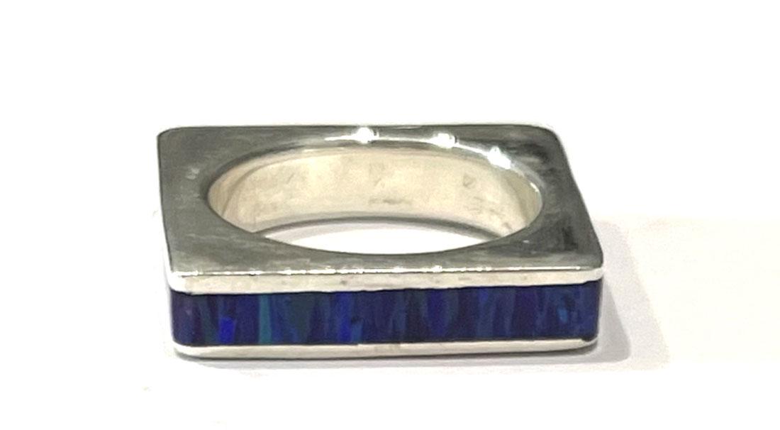 UNIQUE STERLING SILVER BLUE FIRE OPAL RING (1 of 1)