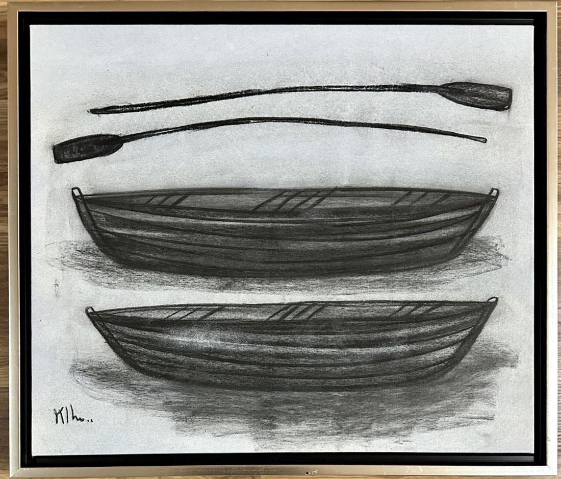 KCHO (CUBA) CHARCOAL PAINTING: Attributed to KCHO, born Alexis Leiva Machado on the Isla de Pinos, private collection, no coa medium: charcoal measurements:26"hX30"w framed, mint condition Biography: KCHO, born Alexis Leiva Machado