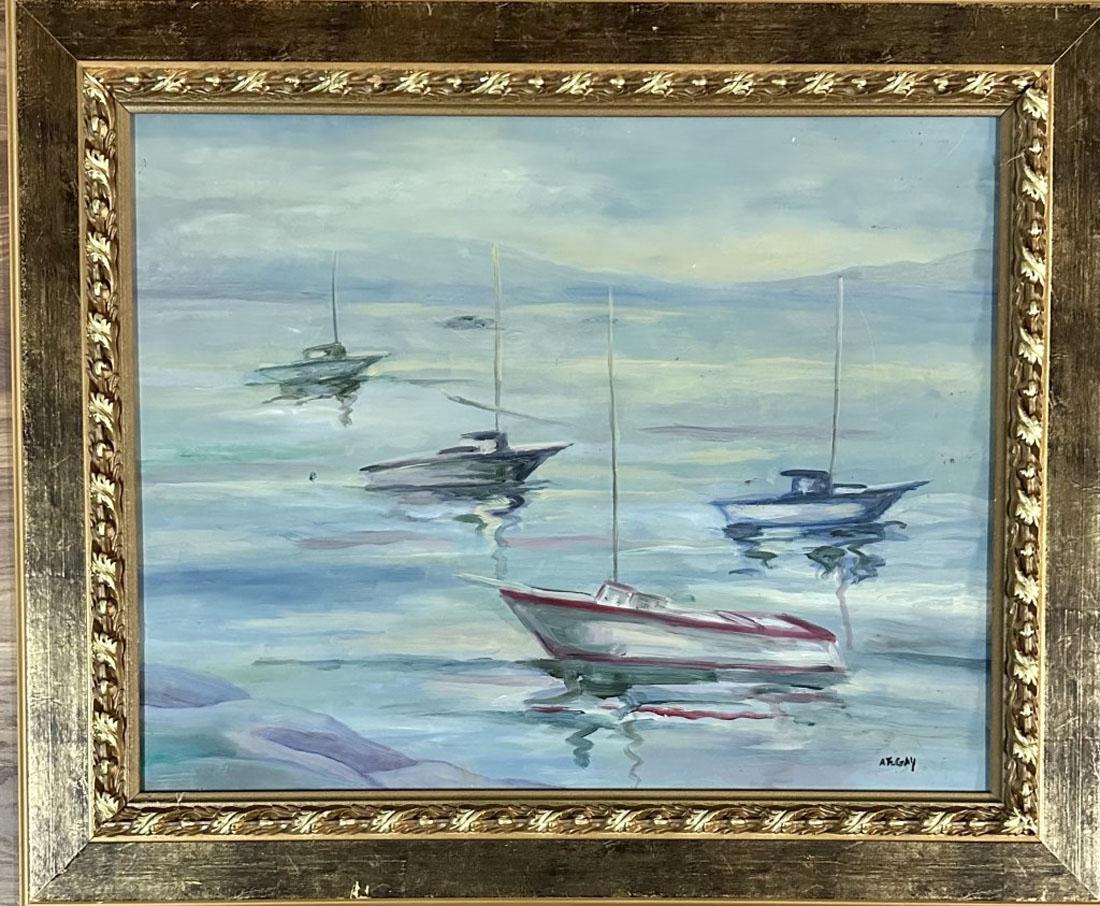 AUGUST GAY OIL ON BOARD SAILBOATS (1 of 3)