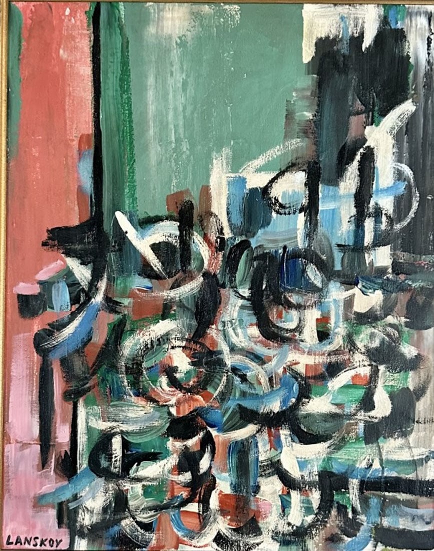 ANDRE LANSKOY (1903-1976) OIL ON CANVAS ABSTRACT: Attributed to Andre Lanskoy, no coa, private collection, medium: measurements: 20"Wx24"H framed, very good condition Biography: AndrÃ© Lanskoy was a Russian painter and printmaker who worked in Fran