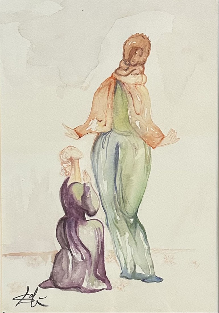 SALVADOR DALI WATERCOLOR ON PAPER: Attributed to Salvador Dali, no coa, private collection, medium: watercolor, measurements: 18"WX23"H framed, mint condition Biography: Salvador Domingo Felipe Jacinto DalÃ­ i DomÃ¨nech, Marquess o