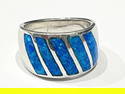 DECO BLUE FIRE OPAL STERLING SILVER RING