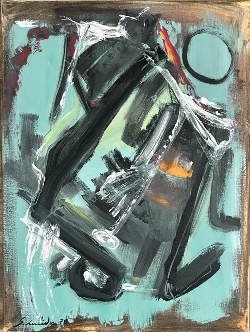 GERARD SCHNEIDER ABSTRACT OIL ON CANVAS: Attributed to Gerard Schneider, no coa, private collection, medium: oil, measurements: 18"wx24"h no frame, mint condition Biography: GÃ©rard Ernest Schneider was a Swiss painter. A major pioneer of