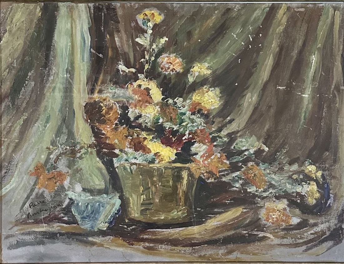 PIERRE AMBROGIANI (1907-1985) ACRYLIC PAINTING: Attributed to Pierre Ambrogiani, no coa, private collection, medium: measurements: 21"HX27"W framed, mint condition Biography: Pierre Ambrogiani was a French Expressionist painter known for his Medite