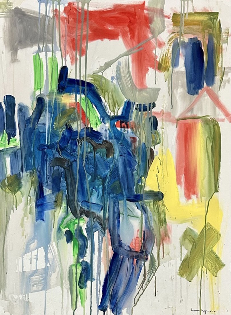 HANS HOFMANN ABSTRACT OIL PAINTING: Attributed to Hans Hofmann, no coa, private collection, medium: oil measurements: 30"WX40"H no frame, mint condition Biography: Hans Hofmann was a German-born American painter, renowned as both an art