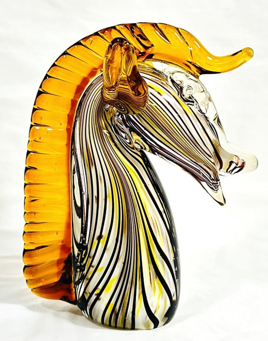 OUTSTANDING MURANO GLASS HORSE HEAD SCULPTURE (1 of 1)