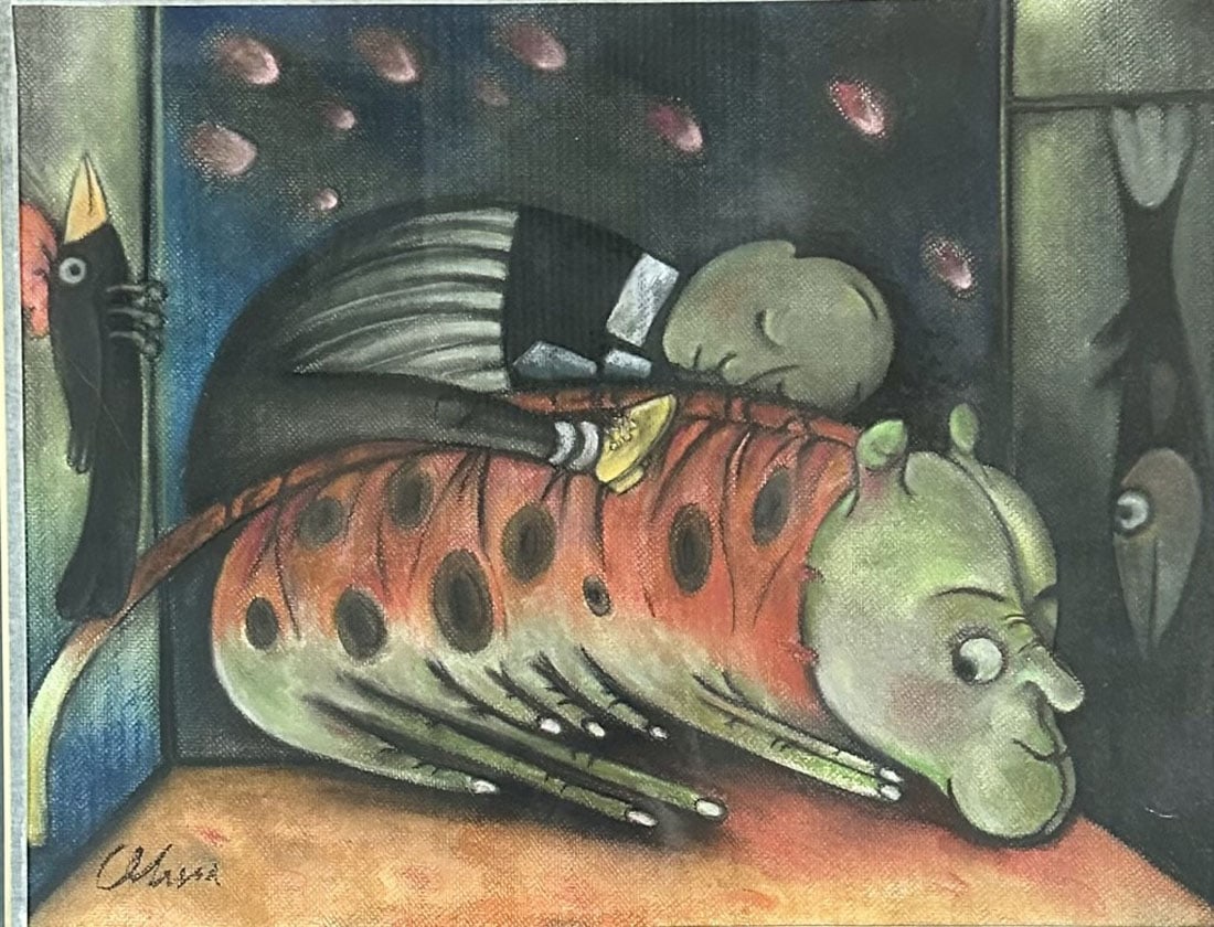 PEDRO PABLO OLIVA (B.1949) PASTEL ON PAPER (1 of 3)