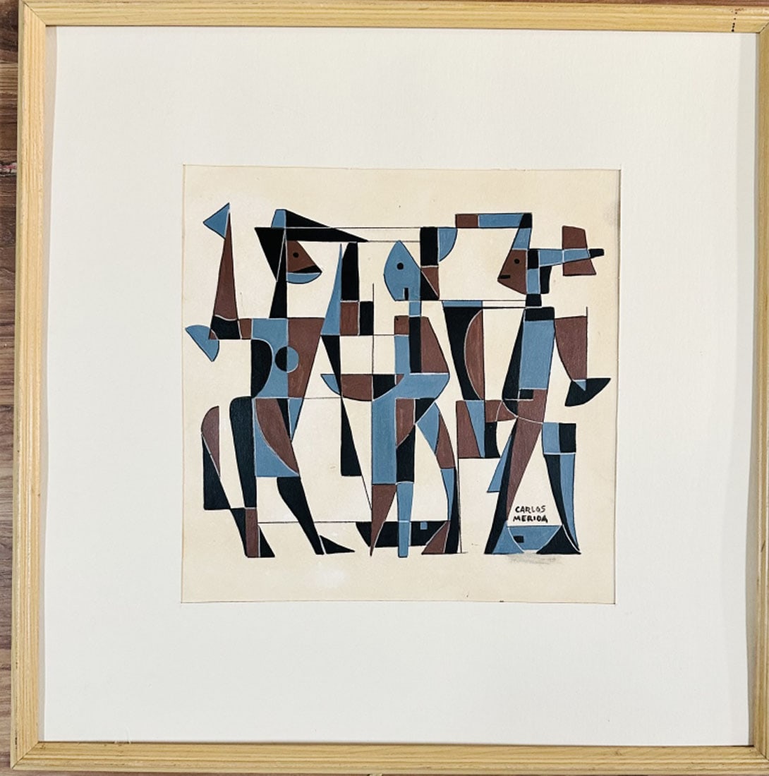 CARLOS MERIDA (1891-1984) ABSTRACT OIL ON PAPER (1 of 3)