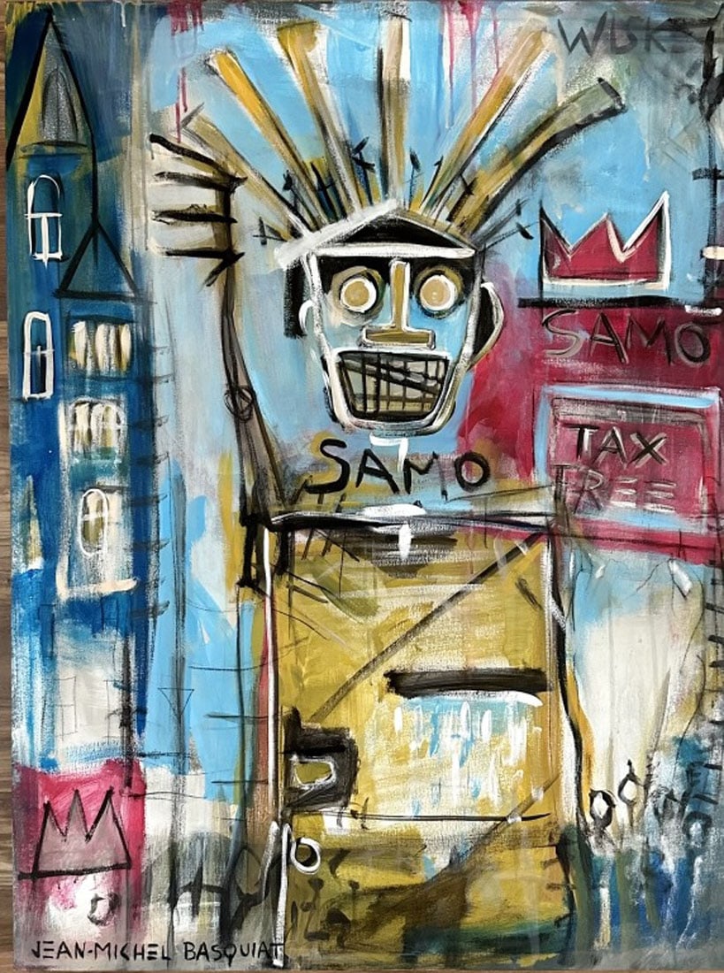 JEAN MICHEL BASQUIAT ABSTRACT OIL ON CANVAS (1 of 3)