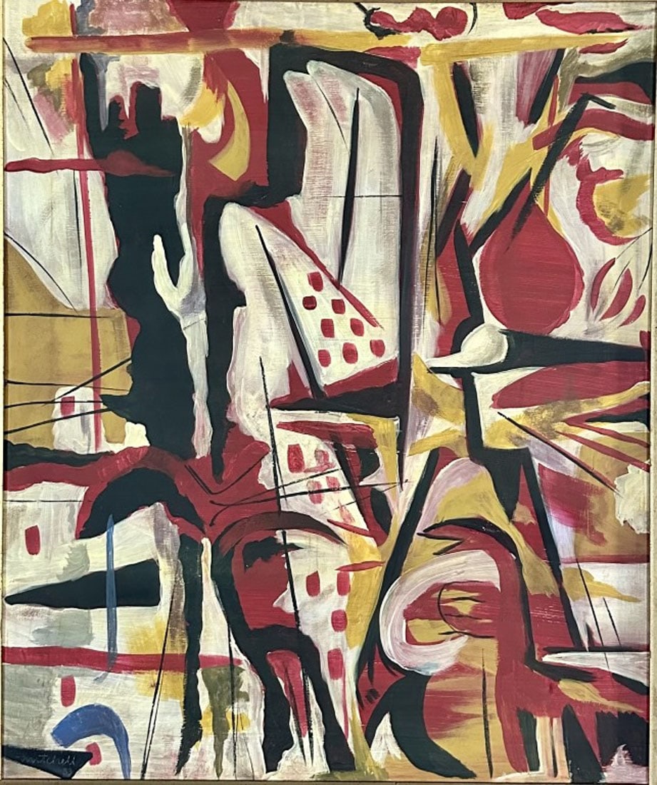 FRED MITCHELL (1923-2013) ABSTRACT OIL ON CANVAS (1 of 4)