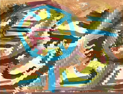 ROBERT RICHENBURG (1917-2006) OIL ON PAPER: Attributed to Richard Richenburg, no coa, private collection, medium: oil, measurements: 36"WX30"H framed, good condition, mat has water damage Biography: Robert Richenburg was an abstract expressioni