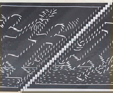 KEITH HARING POP ART INK DRAWING: Attributed to Keith Haring, no coa, private collection, medium: ink, measurements: 21"HX23"W framed, mint condition Biography:Keith Allen Haring was an American artist whose pop art emerged from the N