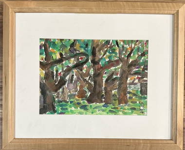 ROMARE BEARDEN WATERCOLOR ON PAPER PAINTING: Attributed to Romare Bearden, no coa, private collection, medium: watercolor, measurements: 18"hx23"w framed, mint condition Biography: Romare Bearden was an American artist, author, and songwriter. H