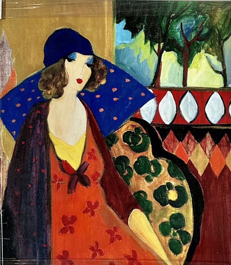 ITZCHAK TARKAY SERIOLITHOGRAPH ON PAPER: Title: "Indigo Chapeau" Mint condition, measurements:29"wx30"h framed, mint condition Biography: Itzchak Tarkay was an Israeli painter and graphic artist. Itzchak Tarkay was born in Subotica, on the Y