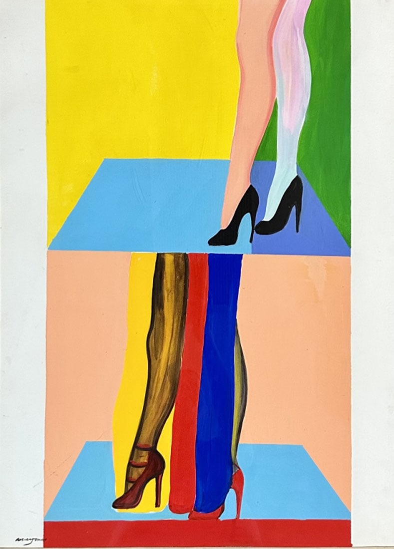 ALLEN JONES (B. 1937) OIL ON PAPER (1 of 3)