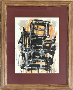 MICHAEL (CORINNE) WEST EXPRESSIONIST MIXED MEDIA: Attributed to Michael (Corinne) West, no coa, private collection, medium: mixed media, measurements: 25"WX32"H framed, mint condition Biography: Corinne Michelle West was an American painter; she also