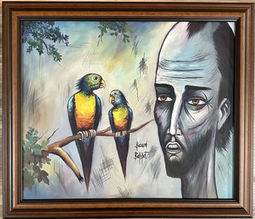 BERNARD BUFFET OIL ON CANVAS (1928-1999): Attributed to Bernard Buffet, no coa, private collection, medium: oil, measurements: 24"HX28"W framed, mint condition Biography: Bernard Buffet was a French painter, printmaker, and sculptor. An extre